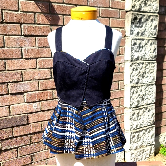 Deletta Tops - Deletta peplum plaid top